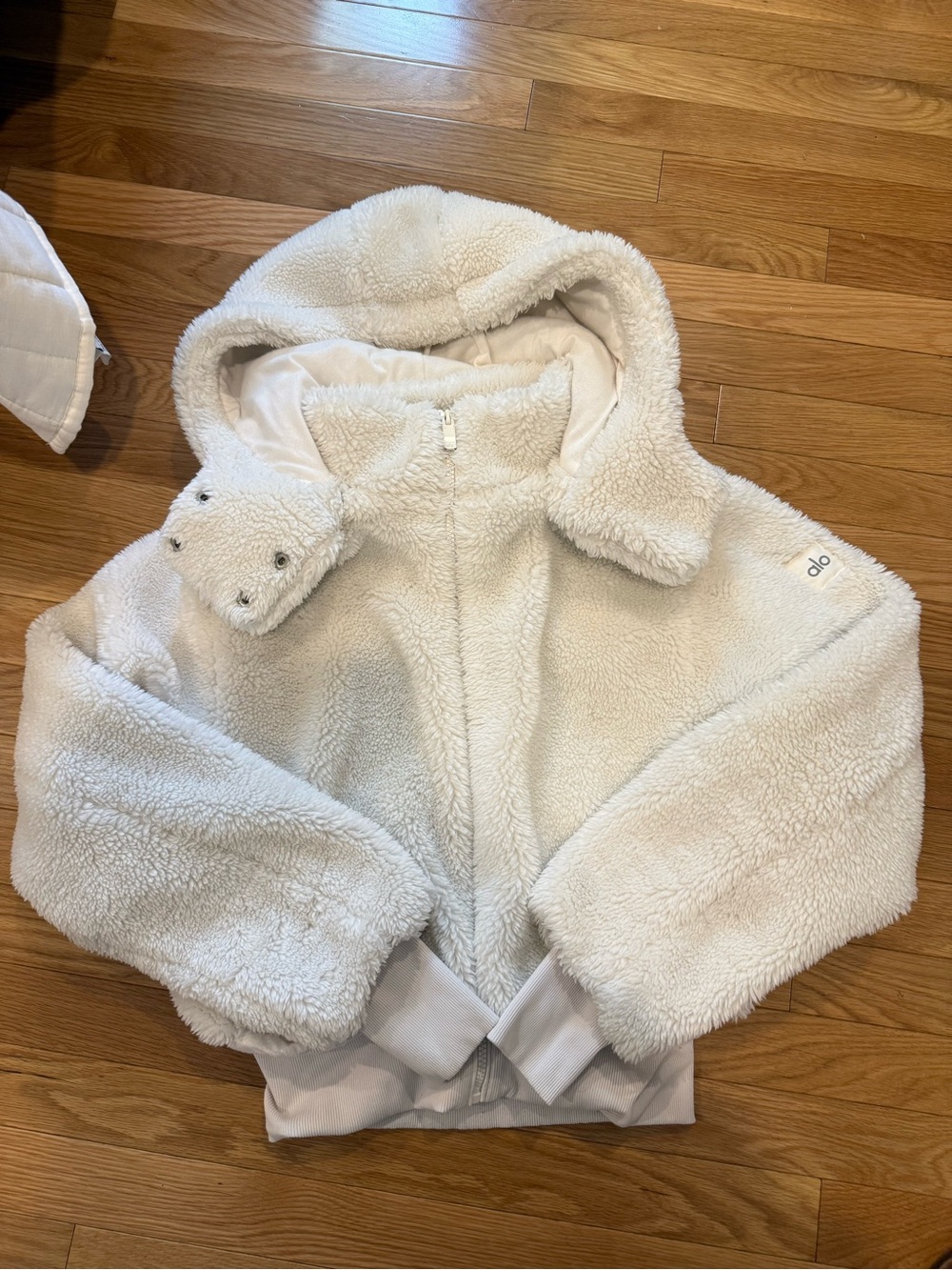Alo Cream Sherpa Hooded Jacket